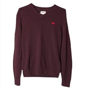 LEVI’S V-Neck Patch Logo Sweater - Men’s - Burgundy Size: XXL